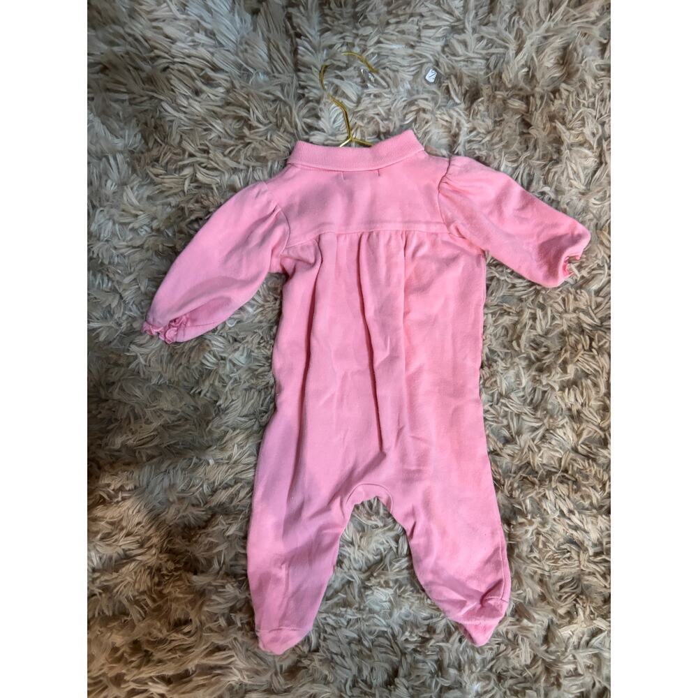 Ralph Lauren Baby Pink Polo Footed Romper SZ 6mnths - Picture 2 of 3